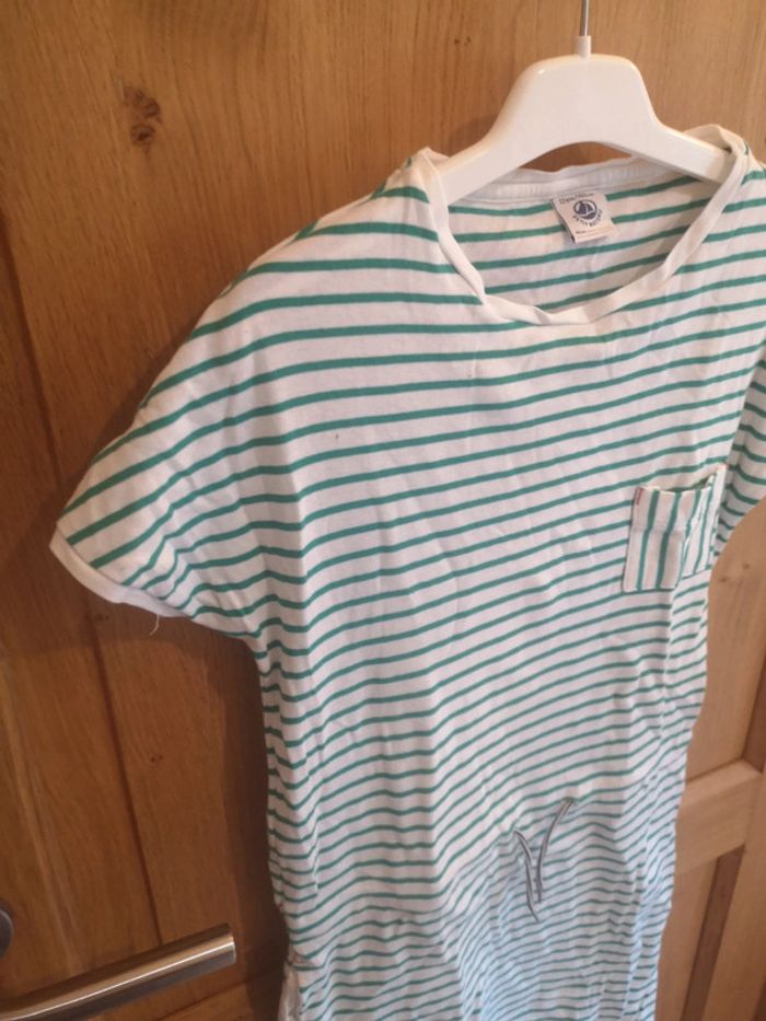 Robe Petit Bateau ligné en vert et blanc 12 ans - photo numéro 3