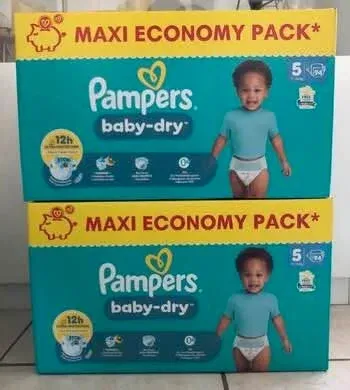 Lot de 188 couches Pampers baby dry taille 5 neufs ds emballage
