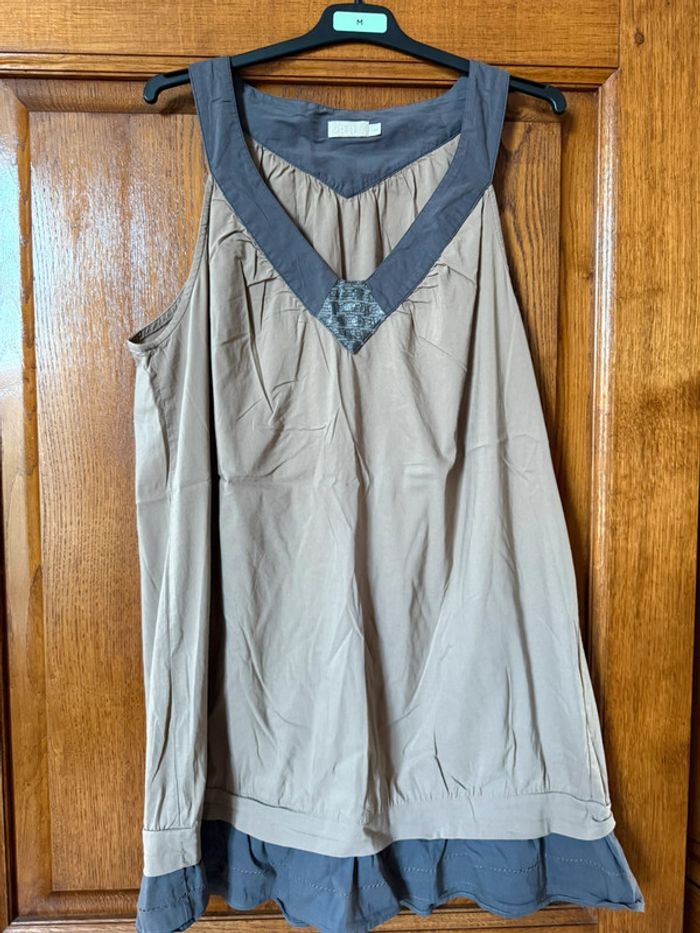 Tunique Jacqueline riu marron glacé gris taille 44