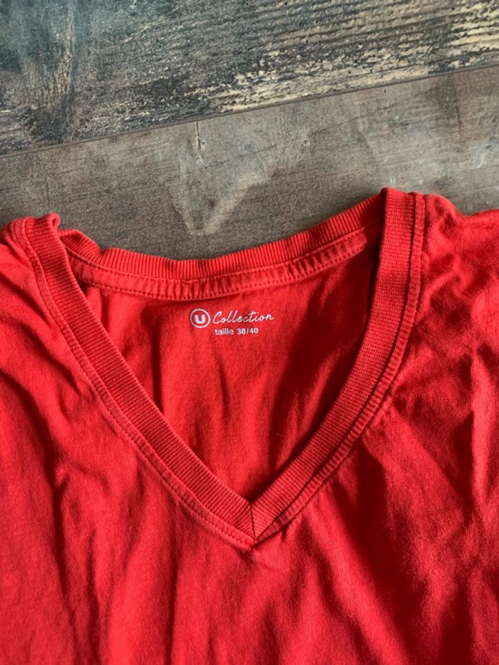 Lot tee shirts col V bleu/ orange - photo numéro 3