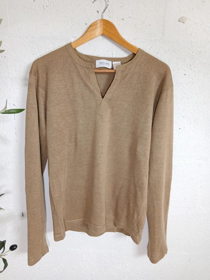 🧥 Pull col V en lin – Soft Grey / La Redoute – Taille L - photo numéro 2