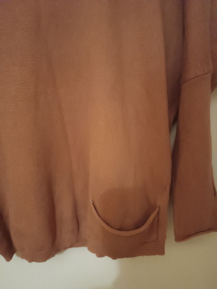Pull vieux rose cachemire Col V - photo numéro 2