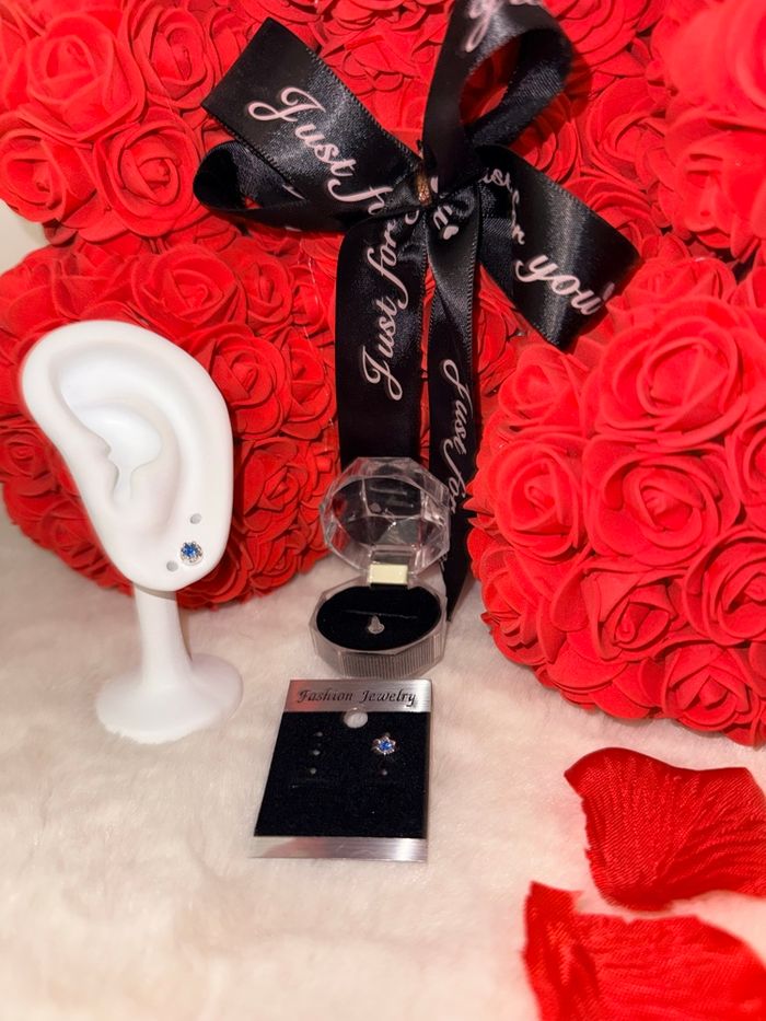 💙 Boucles d’oreilles argentées pierre bleue – Élégance et éclat 💙 - photo numéro 2