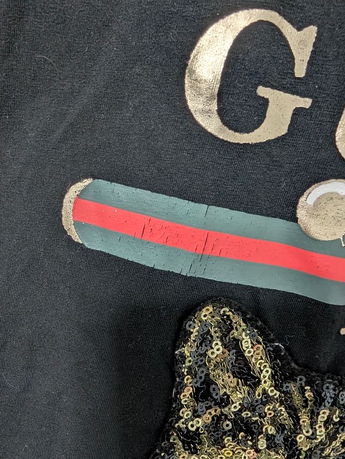 🌸 Femme 🌸 T-shirt noir motif chat sequins – Taille XL Bon état – dessin légèrement craquelé - photo numéro 4