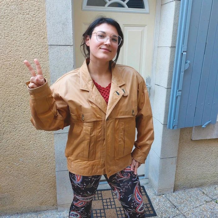 Veste Vintage en cuir M/L femme - photo numéro 3
