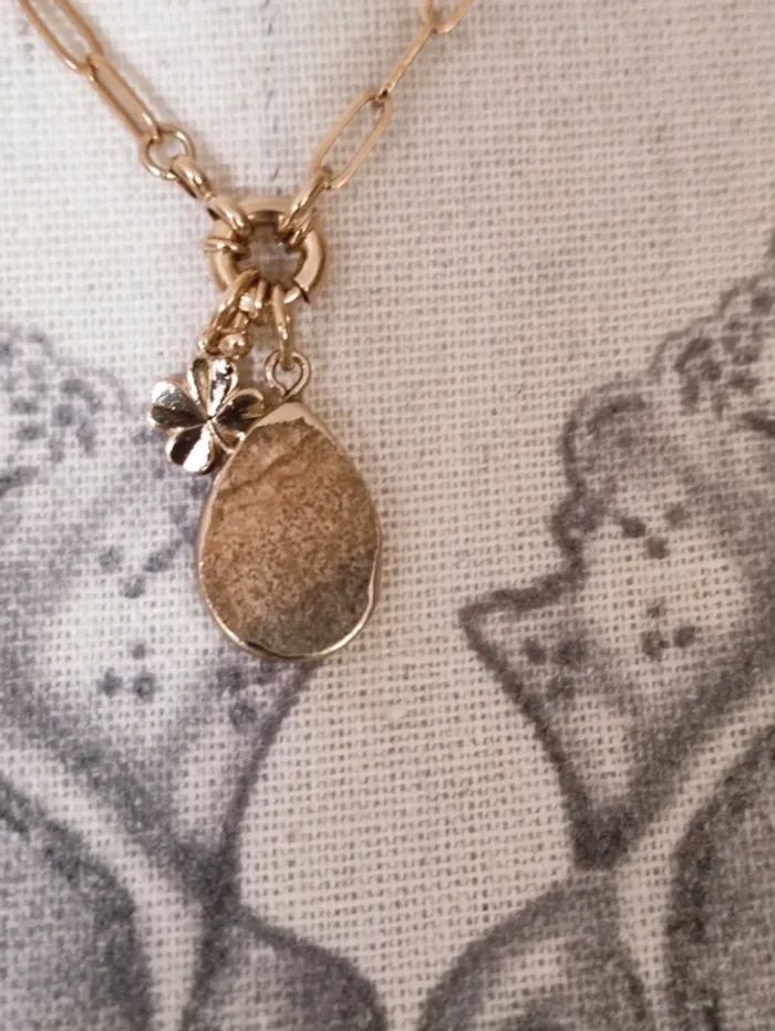 🌼 collier bonheur 🍀 pierre jaspe paysagé 🌾