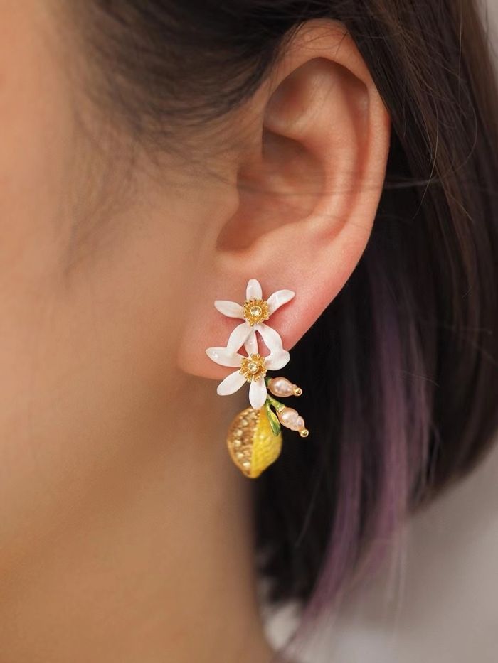 Boucles d’oreilles tiges citron - photo numéro 3