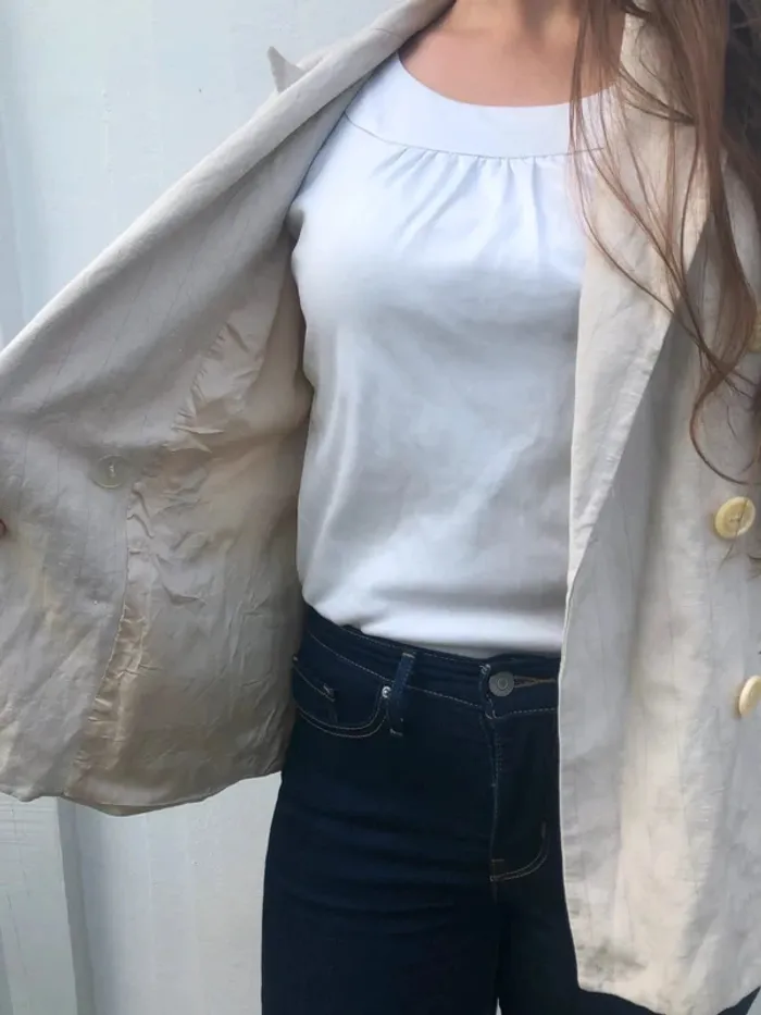 Blazer Beige Lauren Ralph Lauren en Soie et Lin - Taille S Femme - photo numéro 5