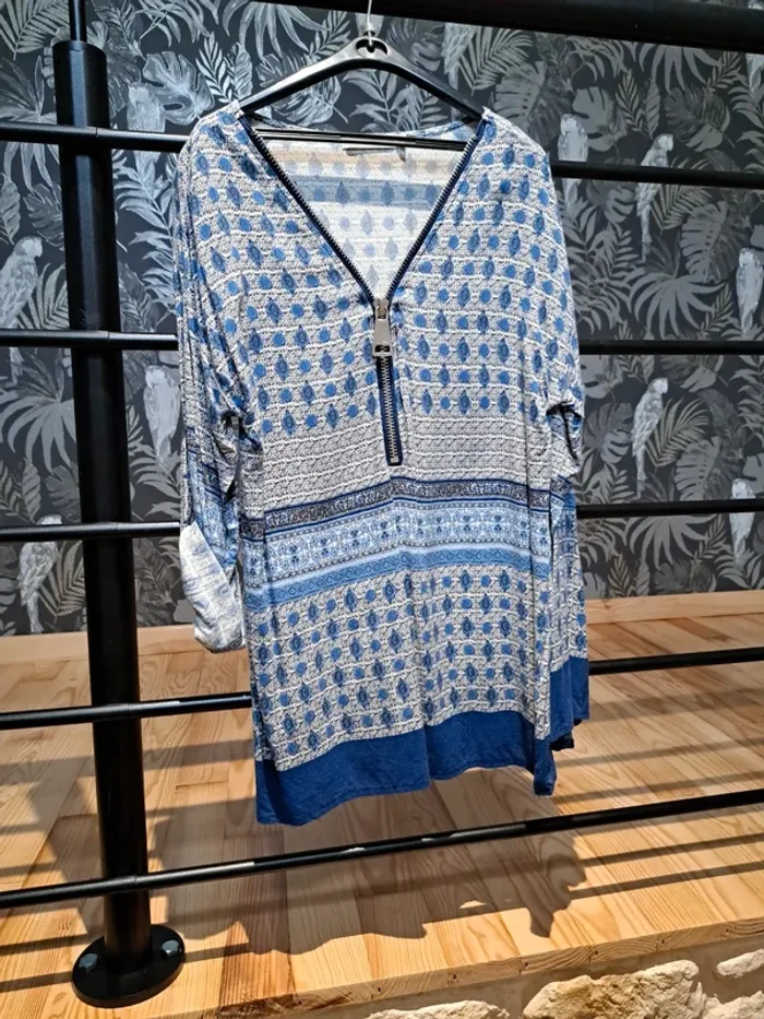 Blouse motifs bleus femme M/L