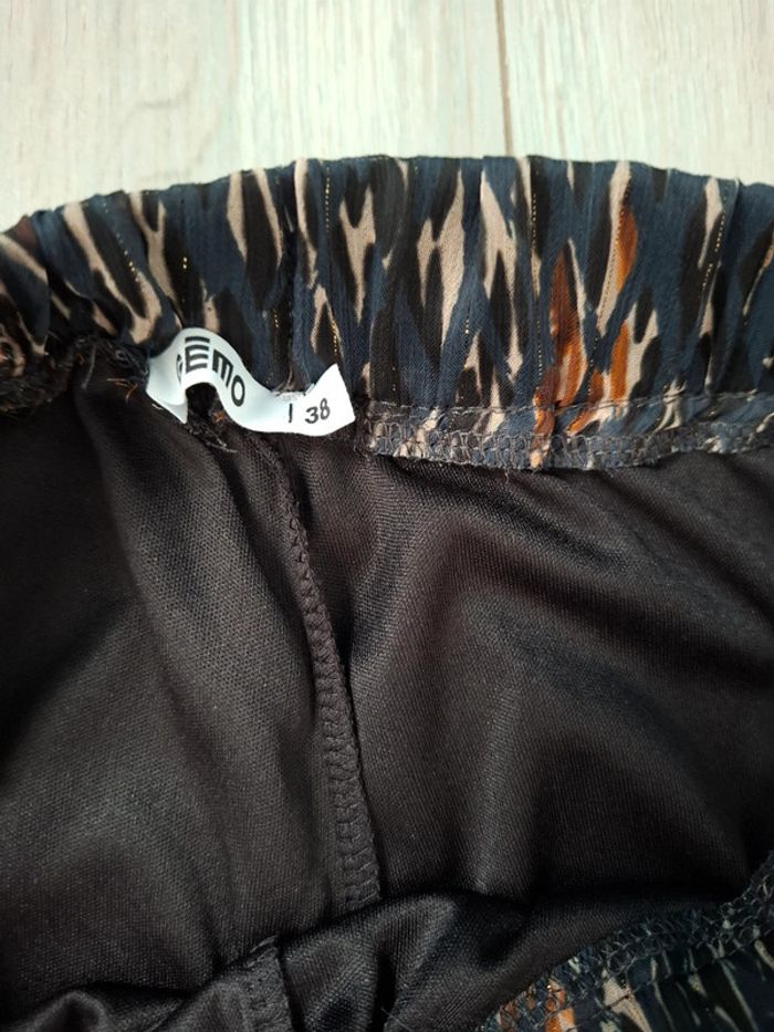 Pantalon Gémo taille 38 fluide bleu gris marron beige - photo numéro 3