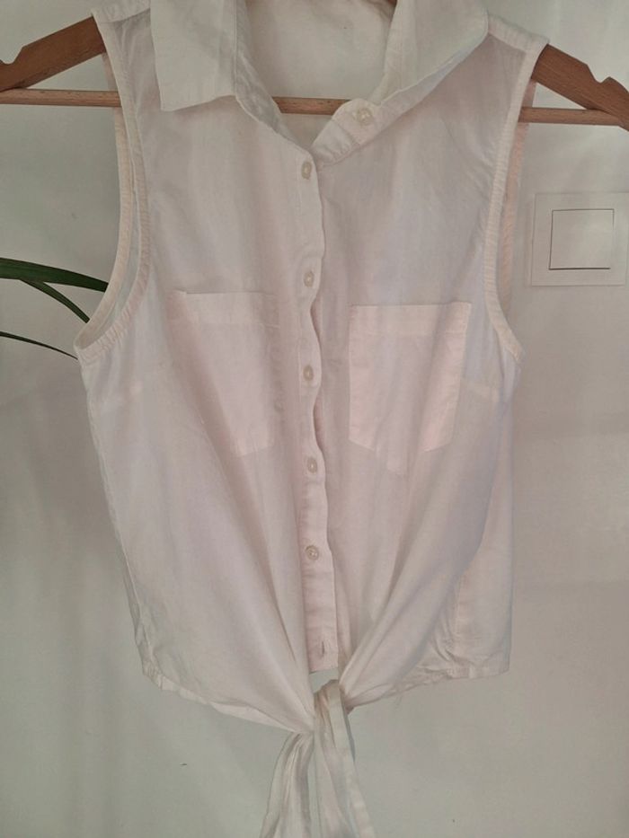 Petite chemise blanche sans manche Jennyfer XS femme fille - photo numéro 2