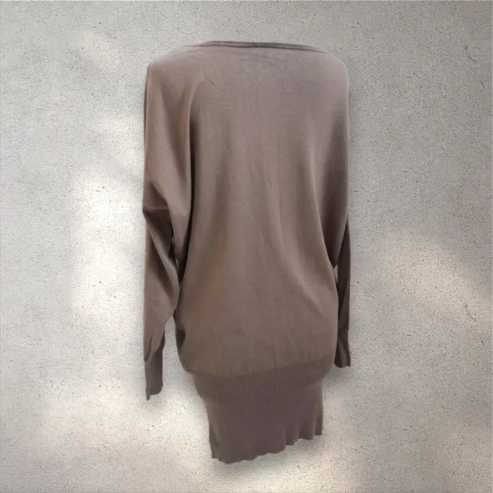 Robe pull oversize coton et soie beige avec strass taille S - photo numéro 3