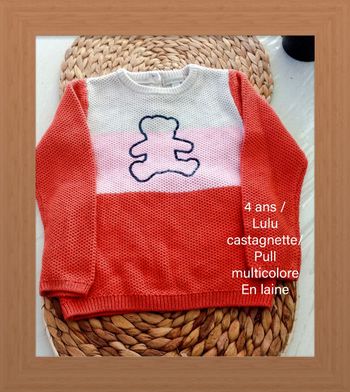 4 ans Lulu castagnette pull en laine multicolore/excellent état