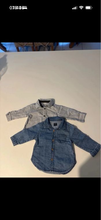 Lot 2 chemises bébé garçon 6 mois p’tit bisous et kiabi 