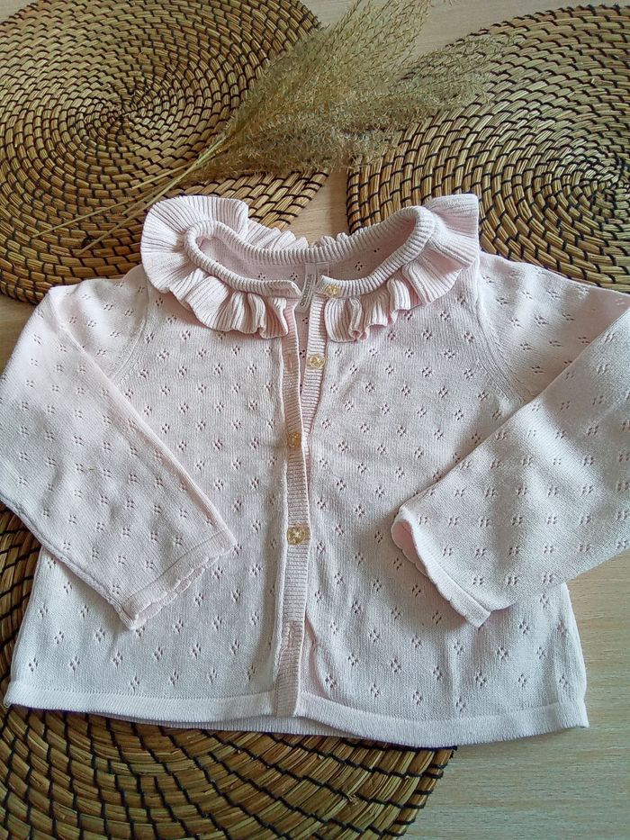 Gilet rose avec jolis motifs en broderie Orchestra taille 24 mois