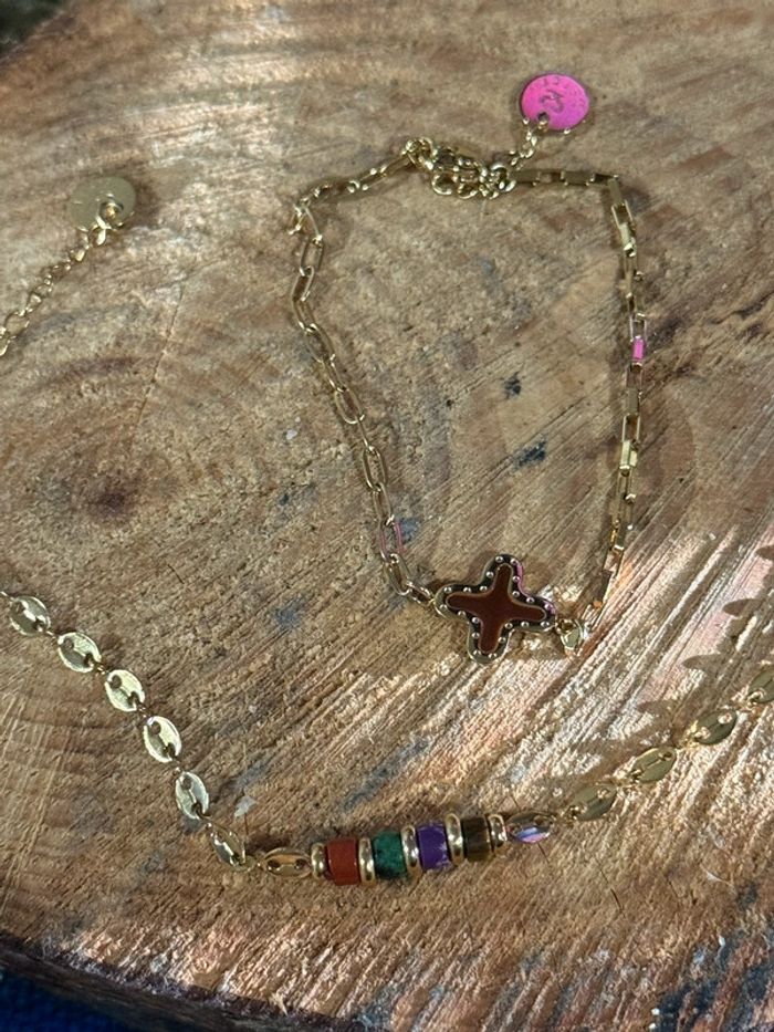 Lot de 2 bracelet grigri réglable acier inoxydable or - photo numéro 7