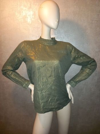 blouse verte et doré brillante monoprix taille 40