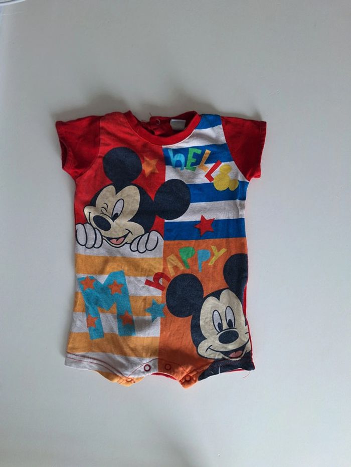 Body court rouge Mickey 6 mois
