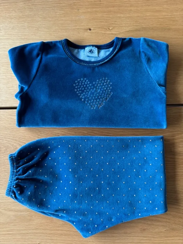 Pyjama 2 pièces en velours bleu marine et doré - Taille 3 Ans - photo numéro 15