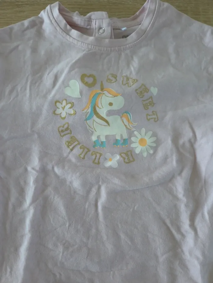 T-shirt manches longues licorne 12 mois - photo numéro 2