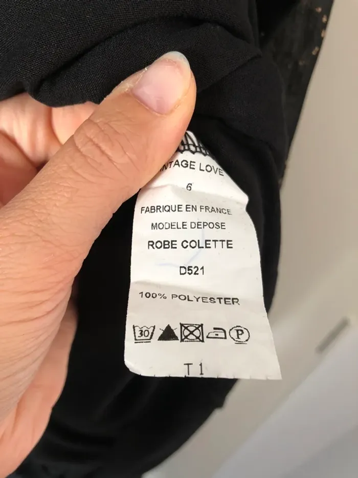 Robe longue à manche longue noire à pois Vintage Love taille L - photo numéro 4