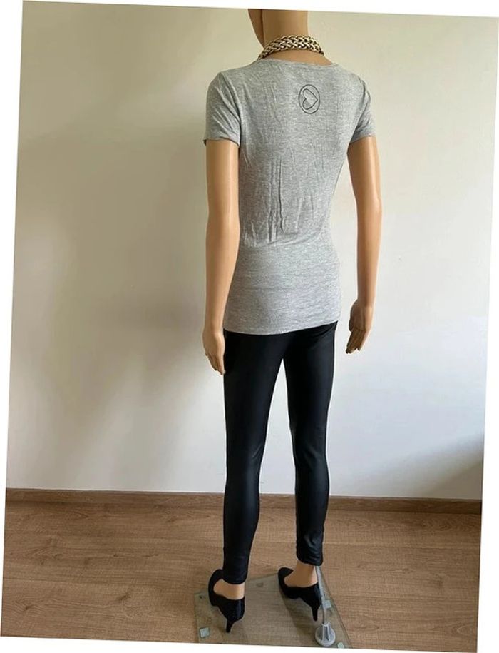 Teeshirt gris avec sequins noirs à manches courtes Morgan taille XS jamais porté - photo numéro 10