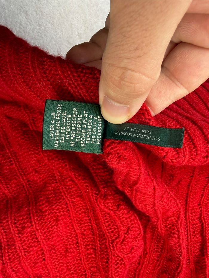 Poncho en maille torsadée Ralph Lauren Rouge pour Femme Taille unique SM01925 - photo numéro 10