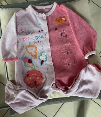 Pijama 9 mois rose bicolore