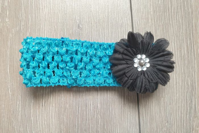 Bandeau cheveux bleu et noir. Fille 6 mois/2 ans