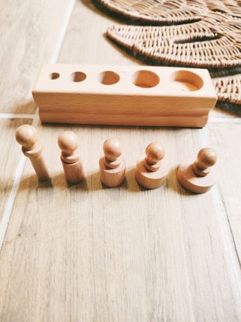 👶Jeu perception dimensionnelle - Bloc cylindres /poids en bois Montessori JB1216