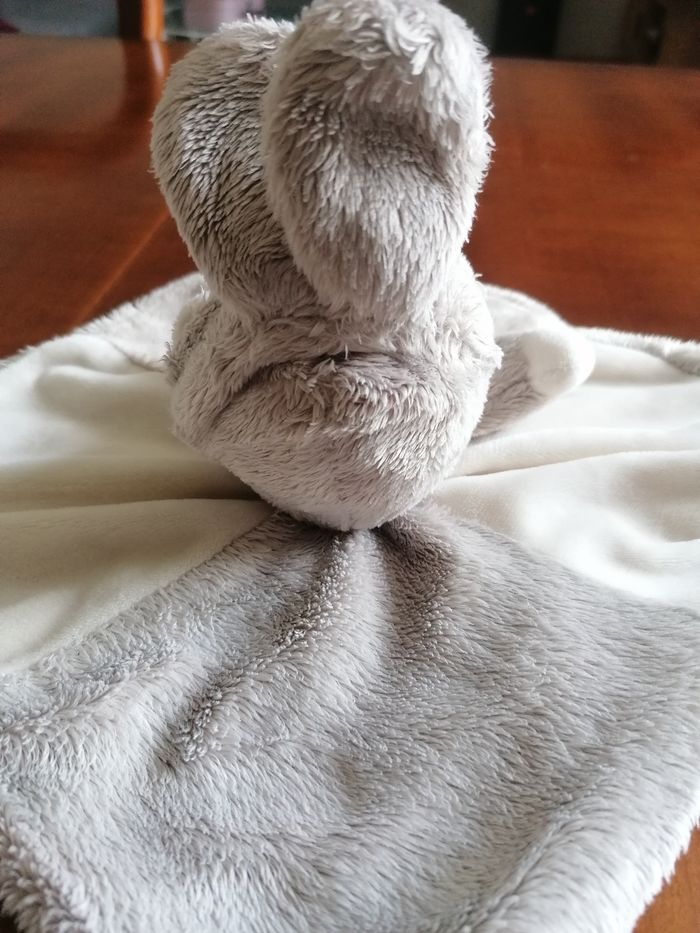 Doudou plat tête d'ourson avec capuche à oreille - photo numéro 3
