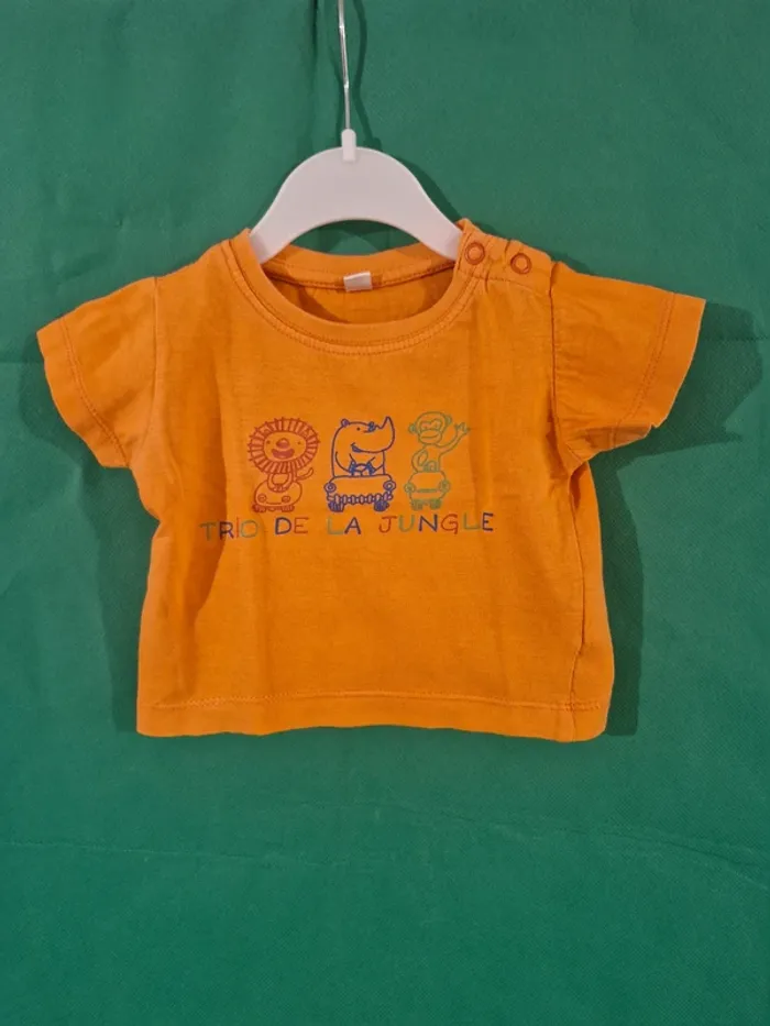 Ensemble bébé “Trio de la jungle” (t-shirt + short) orange kaki 3 mois Sans marque - photo numéro 6