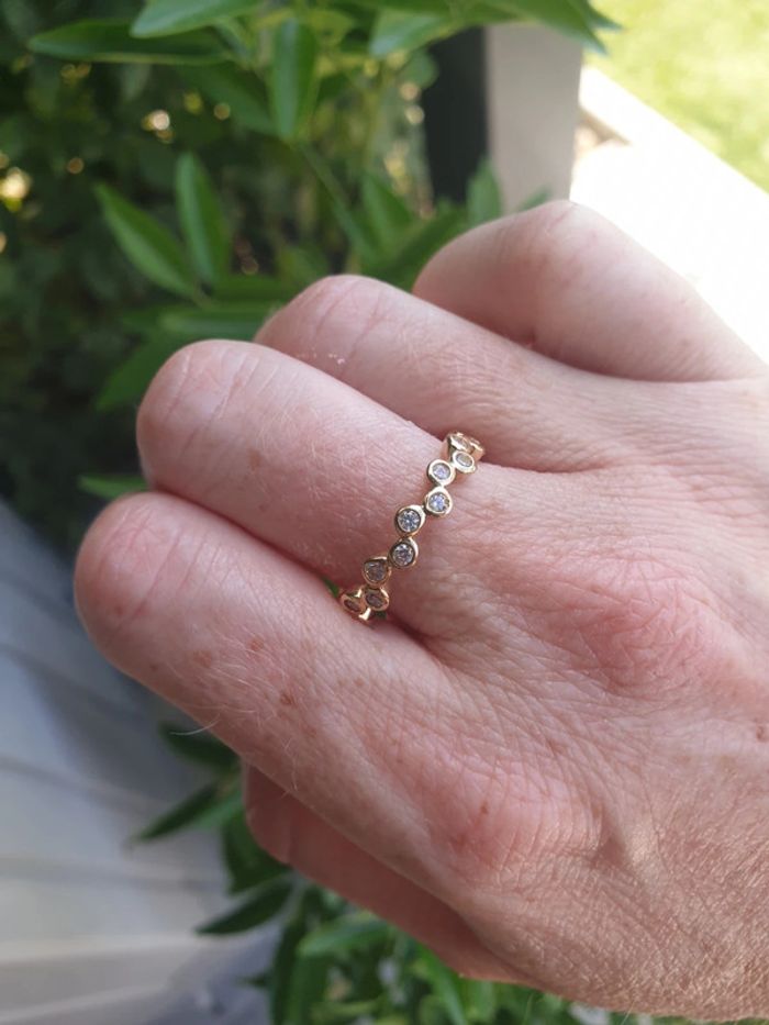 Bague style alliance en Plaqué Or et oxyde de zirconium Taille 58