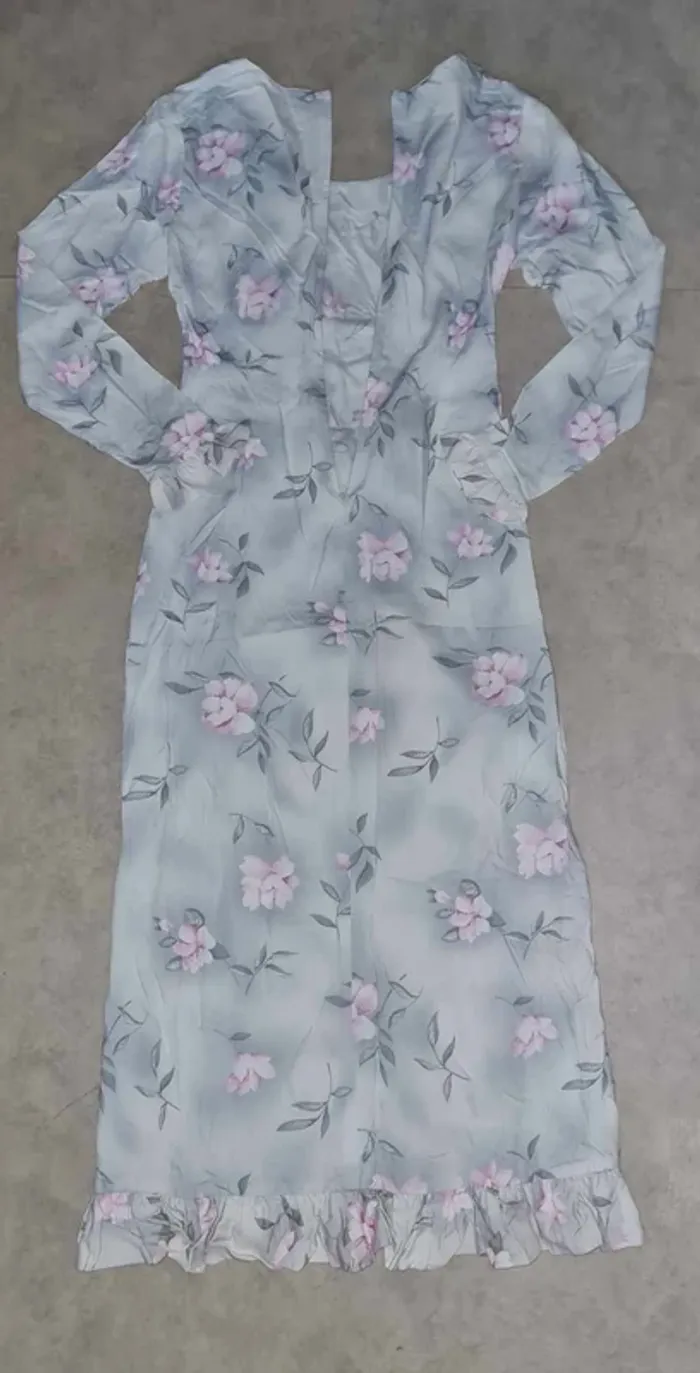 robe florale vintage 100% viscose femme taille 34 - photo numéro 4