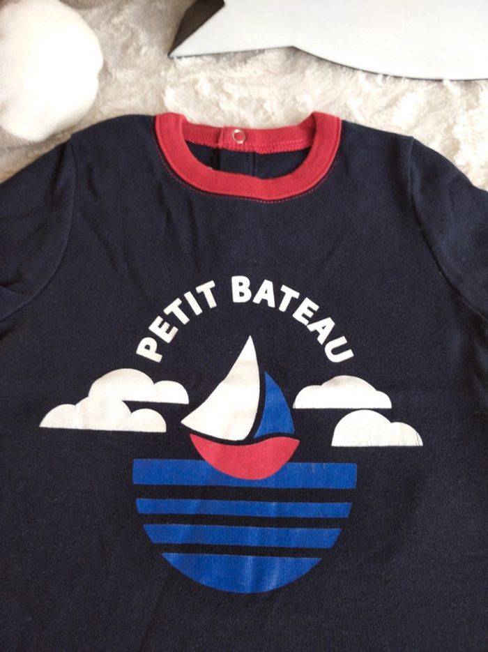Tee shirt chemise manches courtes Garçon 12 mois Petit bateau 100% coton - photo numéro 4