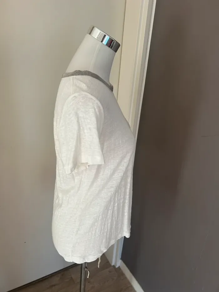 123 t-shirt, haut écru en lin femme, taille 40 - photo numéro 2