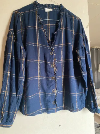 Chemise Vila bleue à carreaux