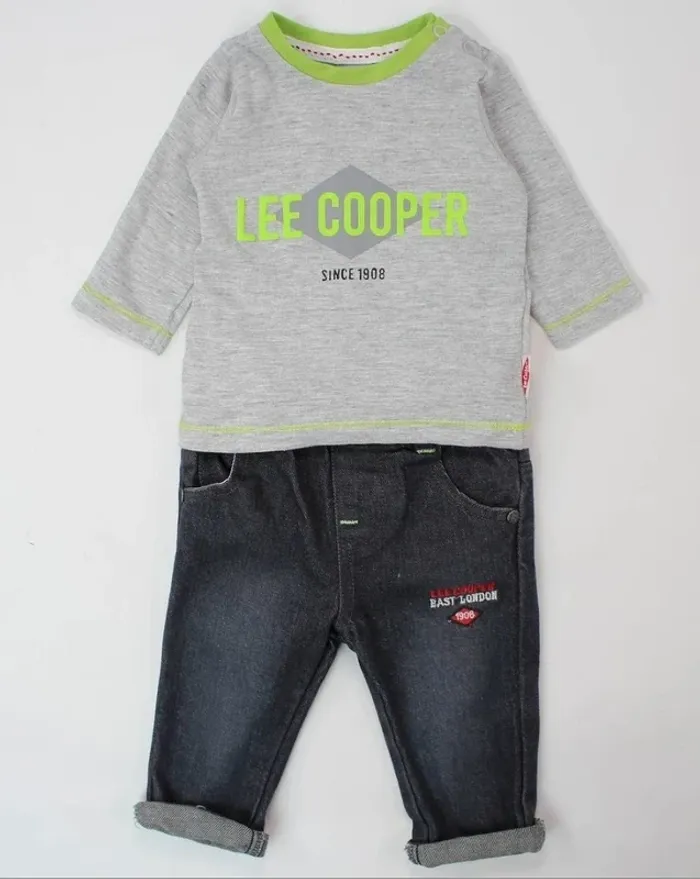 Ensemble 3 pièces Lee Cooper blouson capuche jeans t-shirt neuf 24 mois - photo numéro 3