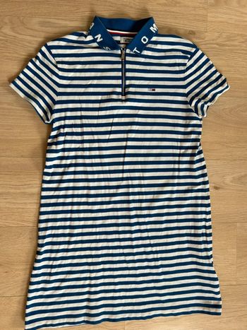 Robe polo Tommy Jeans femme rayée bleue et blanche - Taille M
