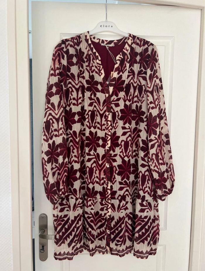Robe écru et bordeaux T40 Elora