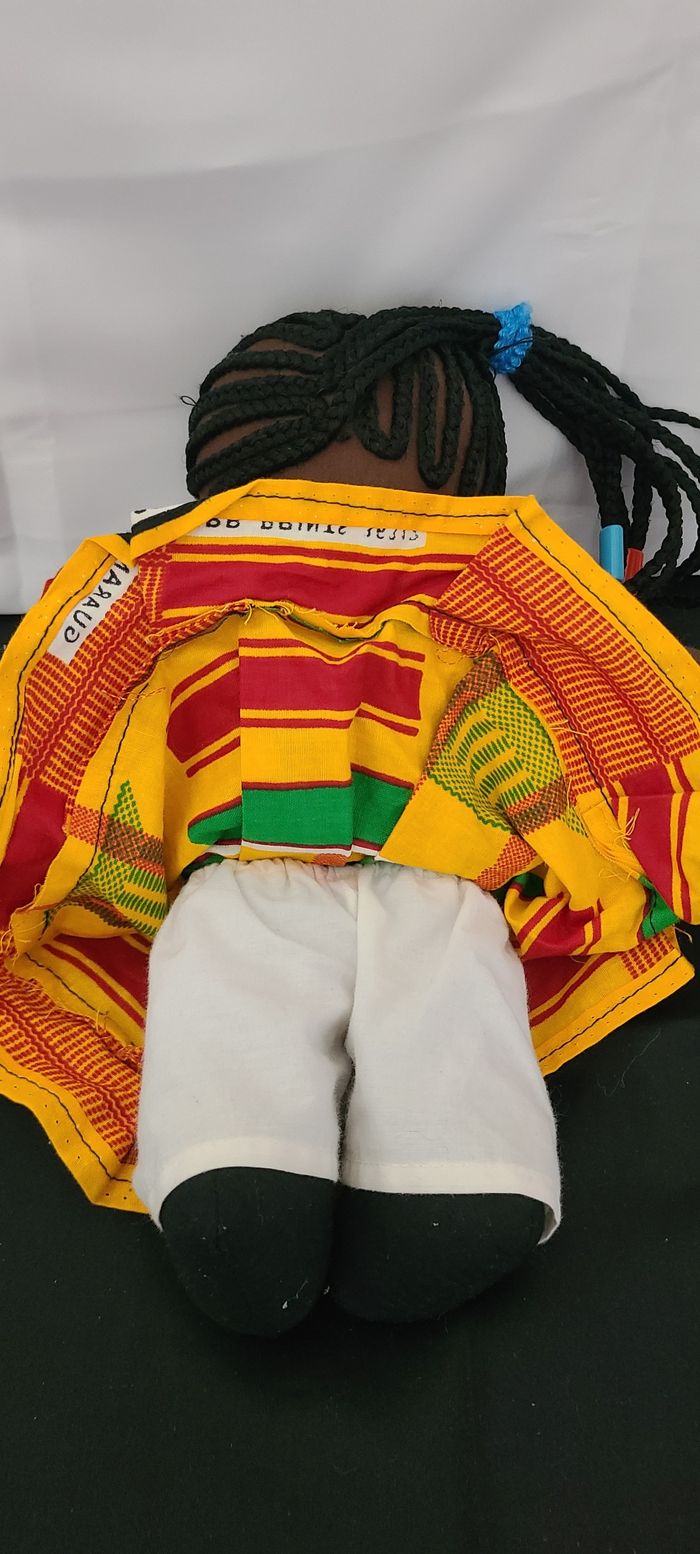 Poupée de Chiffon Noire en Tissu Wax Africain - photo numéro 5