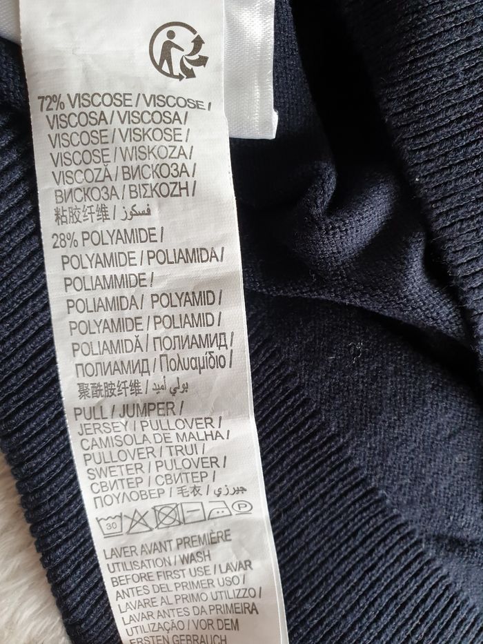 Pull col roulé homme bleu marine L - photo numéro 9