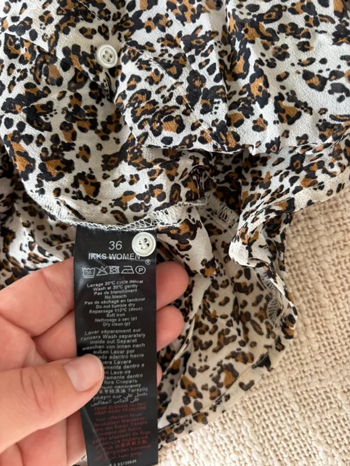 Chemise IKKS, taille 36 marron blanc - photo numéro 5