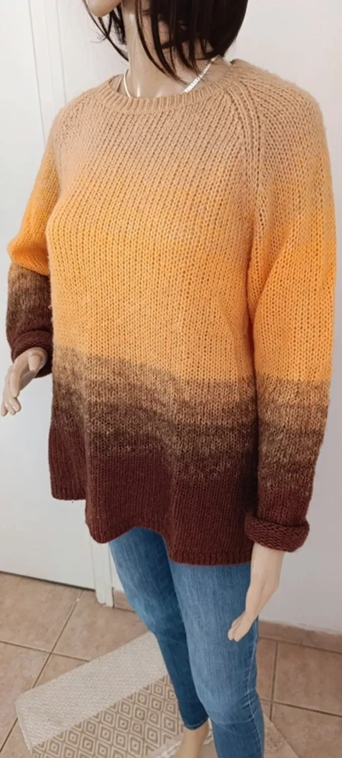 Pull tricoté main automnal taille xl - photo numéro 2