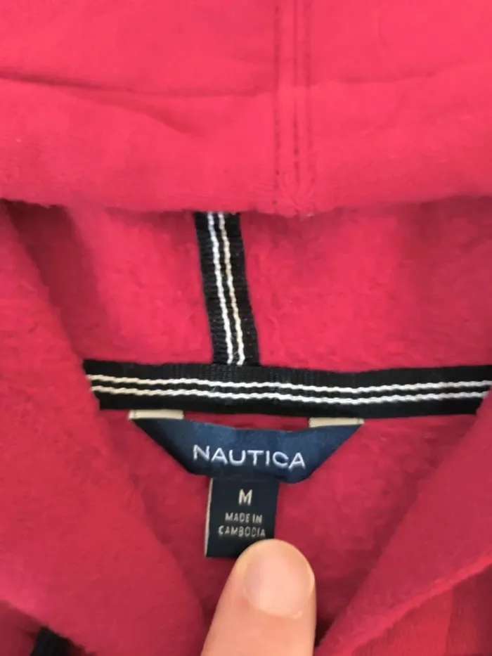 Sweat capuche rouge et marine Homme M Nautica - photo numéro 5