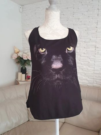 Haut debardeur noir léopard guépard taille S 36 stradivarius
