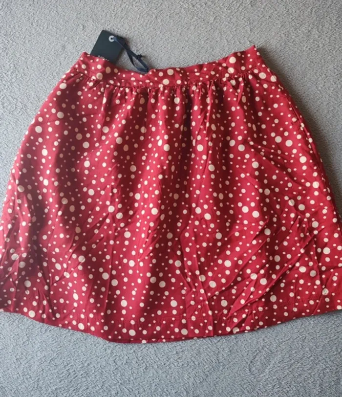 Jupe Trapèze New Look Rouge à Pois Blancs - taille - photo numéro 2