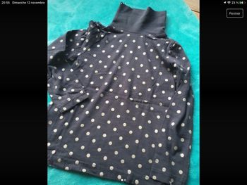 sous pull col roule taille 6 ans tbe tissaia a pois argentés tee shirt col montant