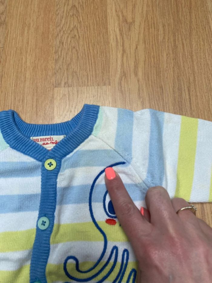 Gilet rayé bleu, jaune, vert - photo numéro 2