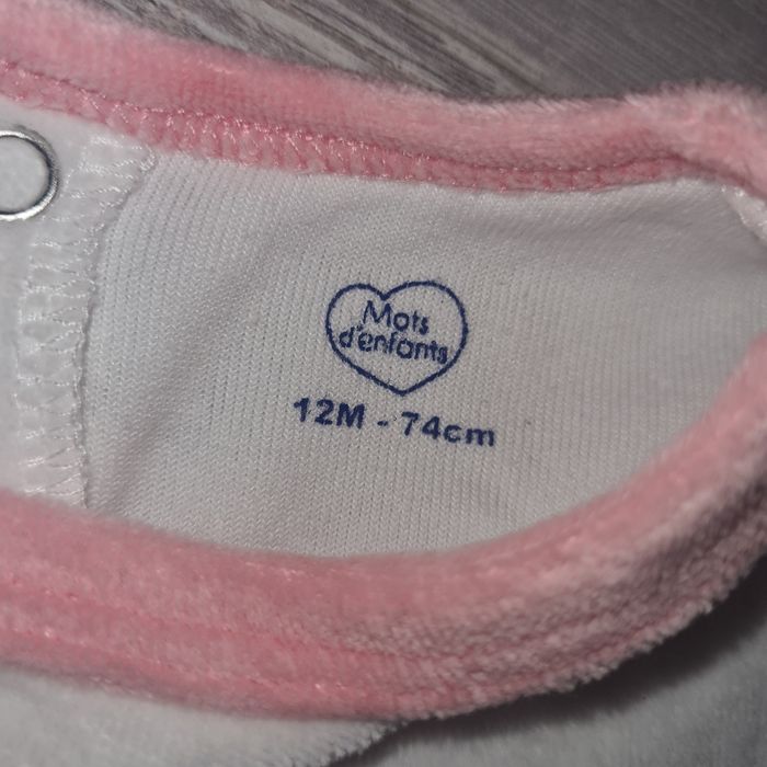 Pyjama velours bébé fille 12 mois Mots d'enfants - photo numéro 3